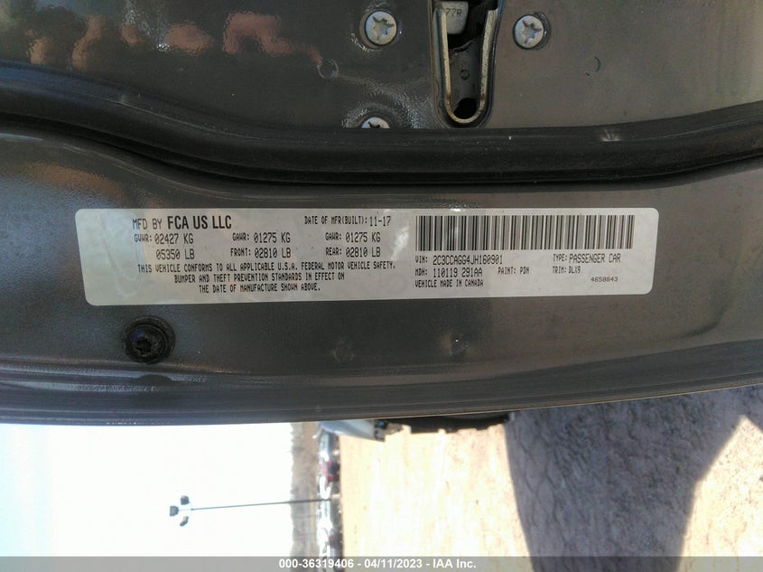 VIN 2C3CCAGG4JH160901 2018 CHRYSLER 300 300S