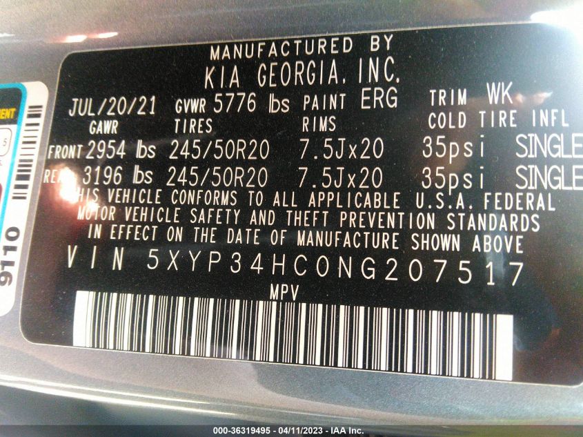 2022 KIA TELLURIDE EX - 5XYP34HC0NG207517