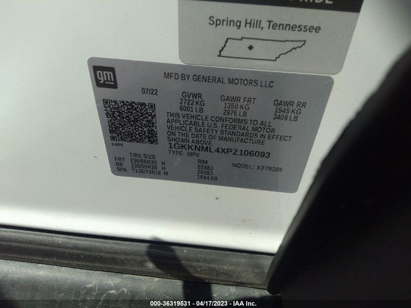 2023 GMC ACADIA SLT - 1GKKNML4XPZ106093