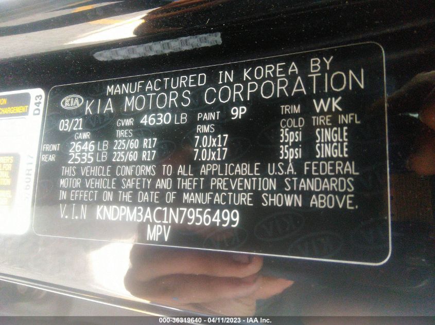 2022 KIA SPORTAGE LX - KNDPM3AC1N7956499