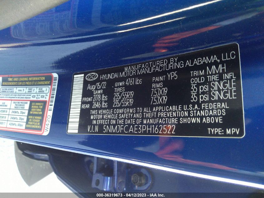 2023 HYUNDAI TUCSON SEL - 5NMJFCAE3PH162522