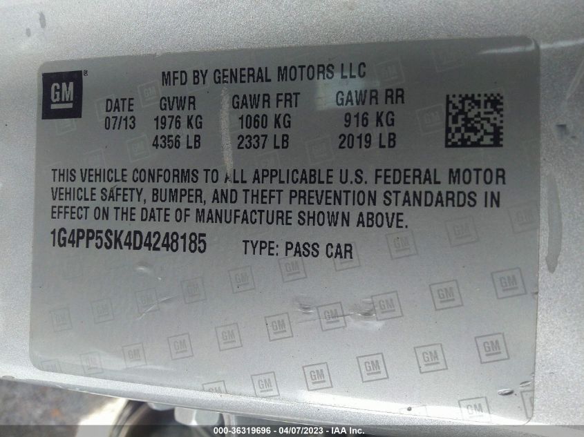 2013 BUICK VERANO - 1G4PP5SK4D4248185