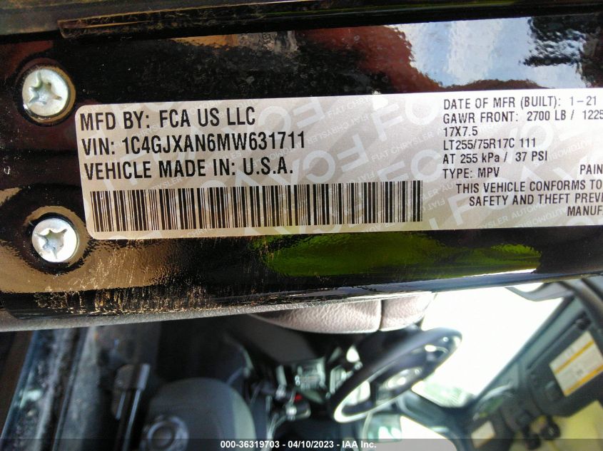 2021 JEEP WRANGLER WILLYS - 1C4GJXAN6MW631711