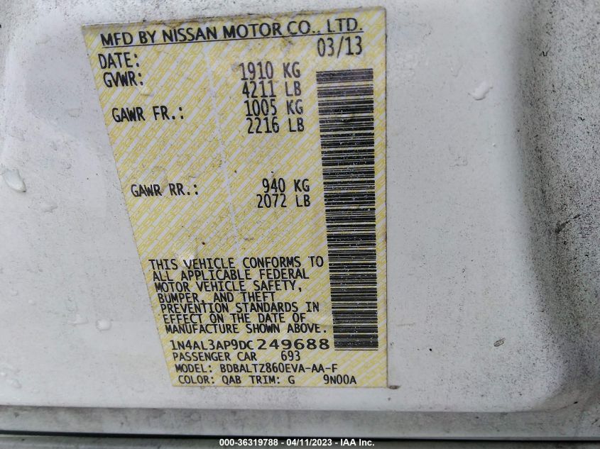 2013 NISSAN ALTIMA 2.5 SV - 1N4AL3AP9DC249688