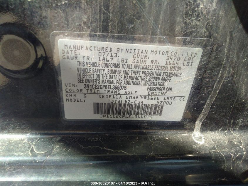 2014 NISSAN VERSA NOTE SV - 3N1CE2CP6EL366075