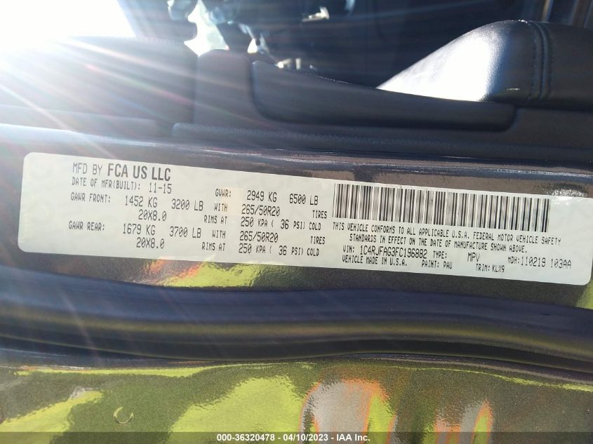 2015 JEEP GRAND CHEROKEE ALTITUDE - 1C4RJFAG3FC196882