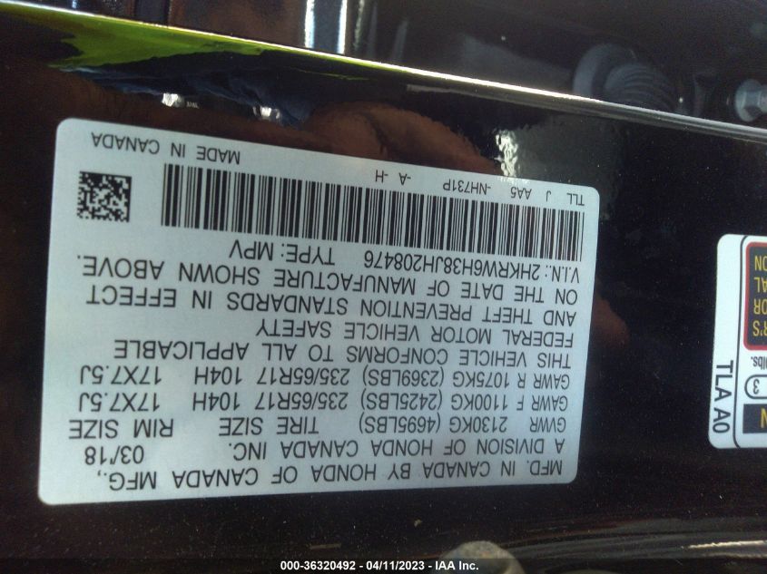 2018 HONDA CR-V LX - 2HKRW6H38JH208476