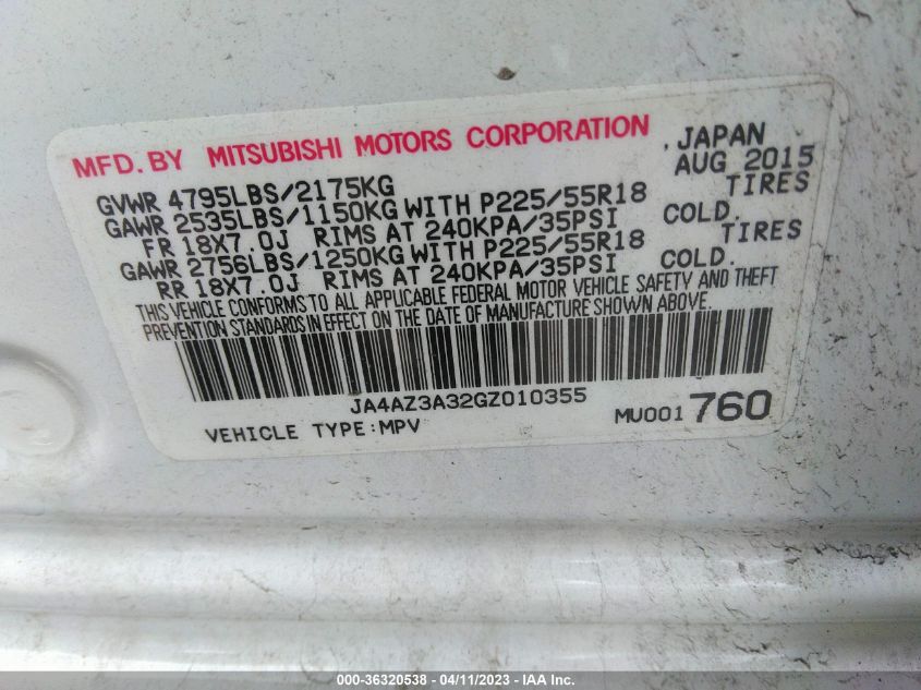 2016 MITSUBISHI OUTLANDER SEL - JA4AZ3A32GZ010355