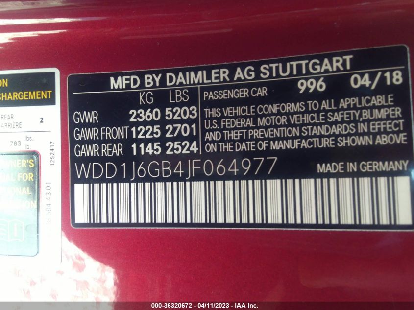 2018 MERCEDES-BENZ E-CLASS E 400 - WDD1J6GB4JF064977