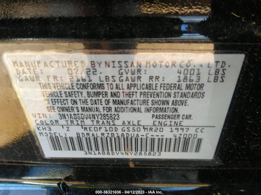 2022 NISSAN SENTRA SR - 3N1AB8DV4NY285823