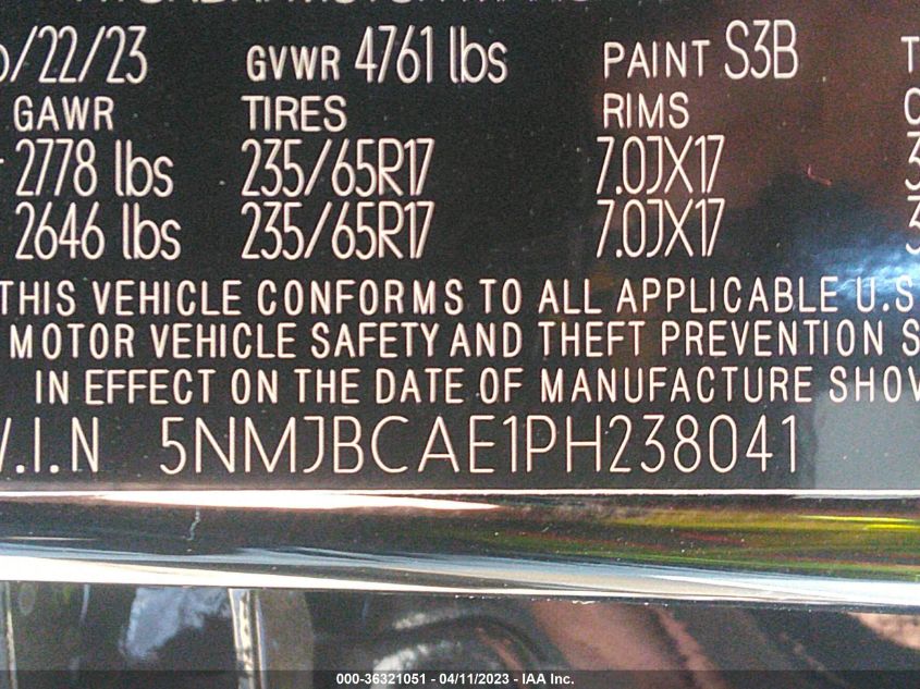 2023 HYUNDAI TUCSON SEL - 5NMJBCAE1PH238041