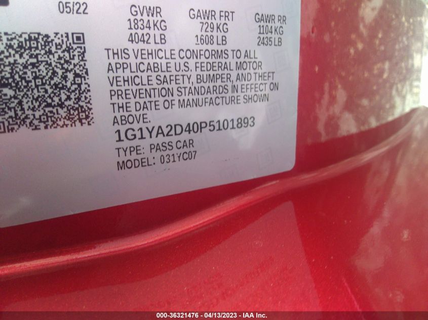 2023 CHEVROLET CORVETTE 1LT - 1G1YA2D40P5101893