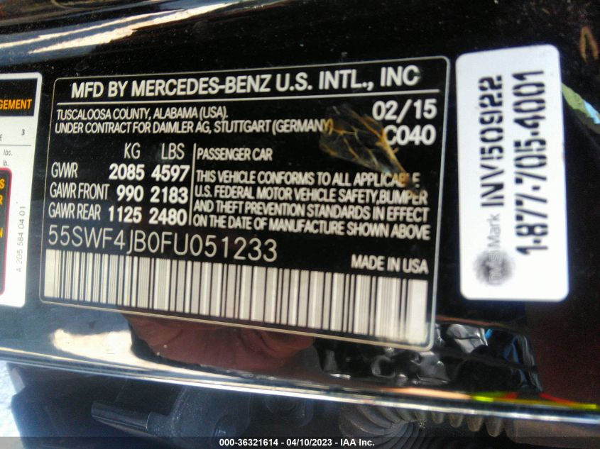 2015 MERCEDES-BENZ C-CLASS C 300 - 55SWF4JB0FU051233