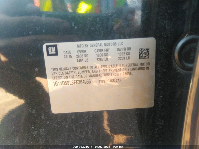 2015 CHEVROLET MALIBU LT - 1G11D5SL8FF264966
