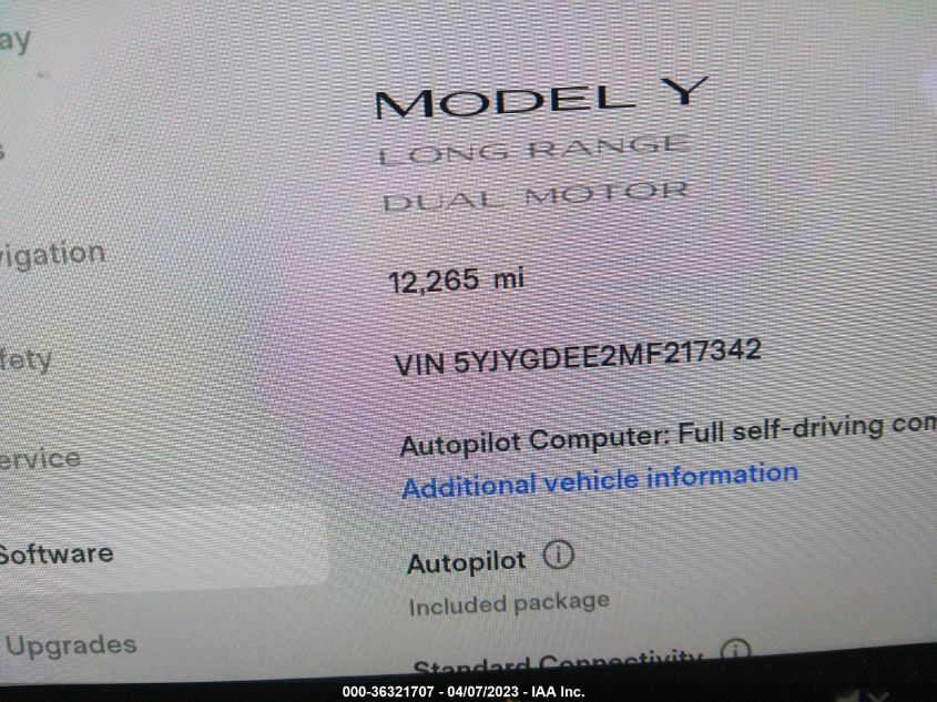 2021 TESLA MODEL Y LONG RANGE - 5YJYGDEE2MF217342