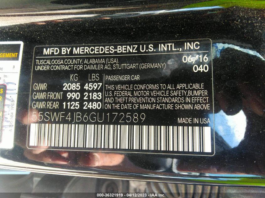 2016 MERCEDES-BENZ C-CLASS C 300 - 55SWF4JB6GU172589