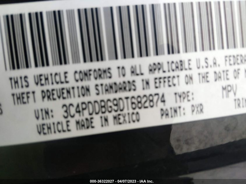 2013 DODGE JOURNEY SXT - 3C4PDDBG9DT682874