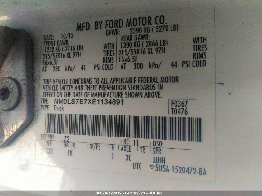 2014 FORD TRANSIT CONNECT XL - NM0LS7E7XE1134891