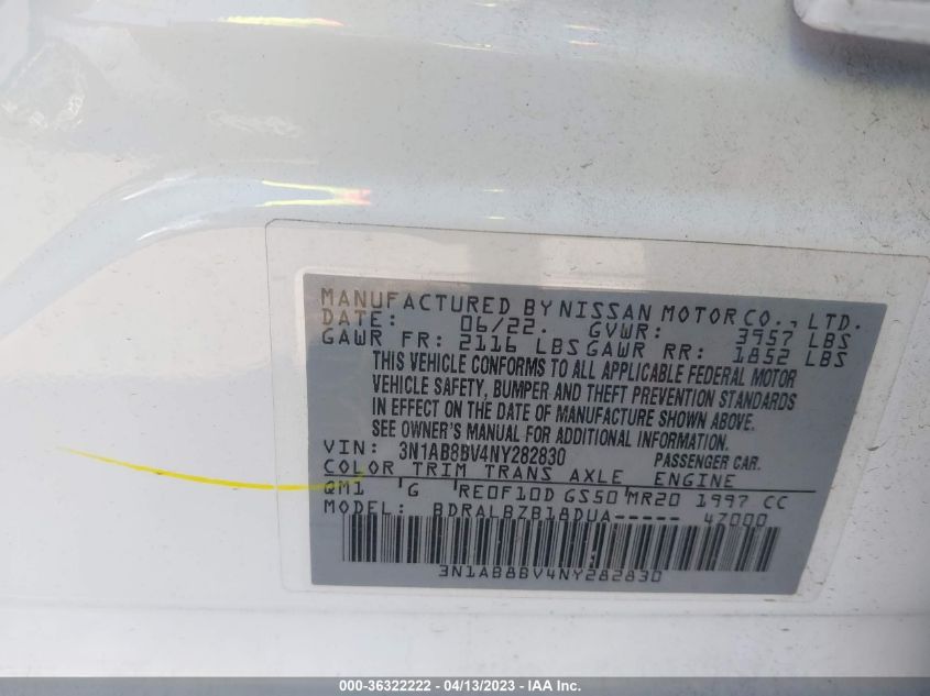 2022 NISSAN SENTRA S - 3N1AB8BV4NY282830
