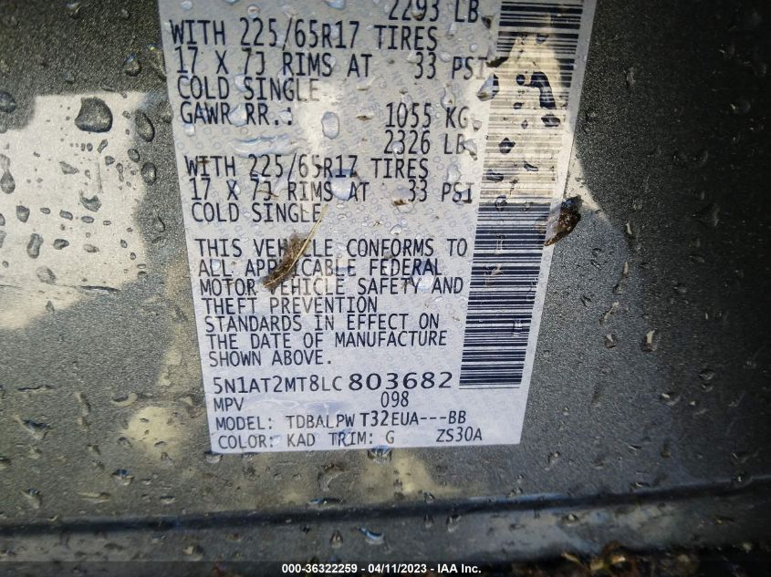 2020 NISSAN ROGUE S - 5N1AT2MT8LC803682