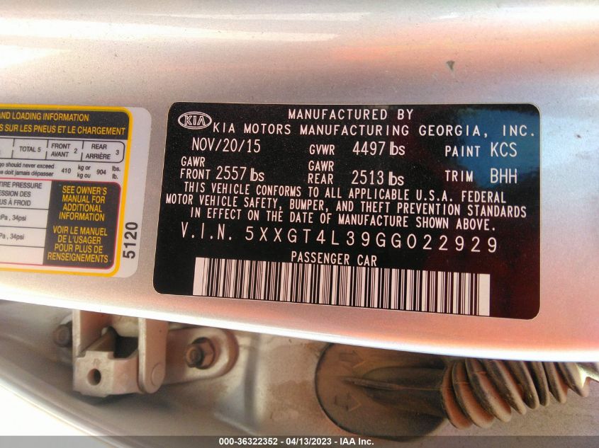 2016 KIA OPTIMA LX - 5XXGT4L39GG022929