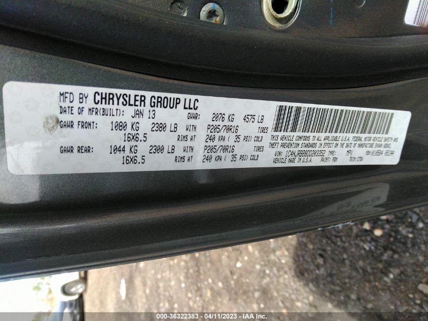 2013 JEEP PATRIOT SPORT - 1C4NJRBB8DD203352
