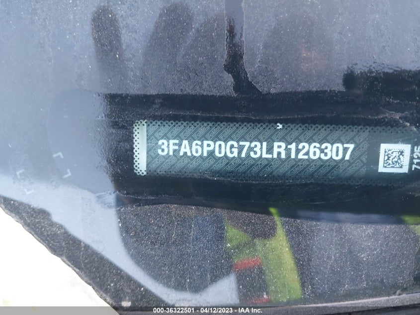 VIN 3FA6P0G73LR126307 2020 FORD FUSION S