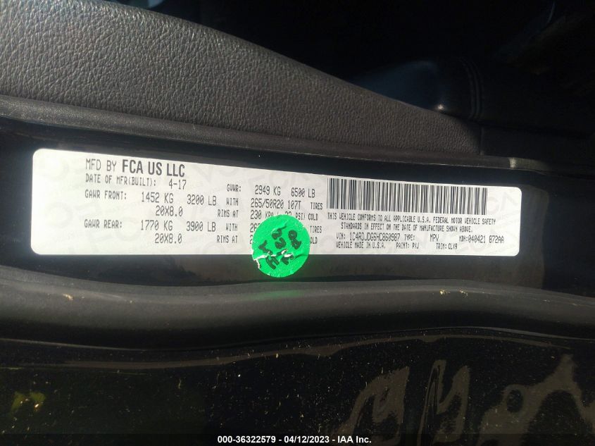 2017 DODGE DURANGO GT - 1C4RDJDG6HC860987