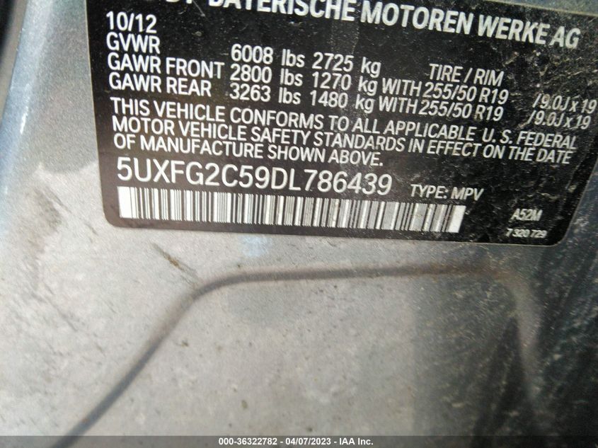 2013 BMW X6 XDRIVE35I - 5UXFG2C59DL786439