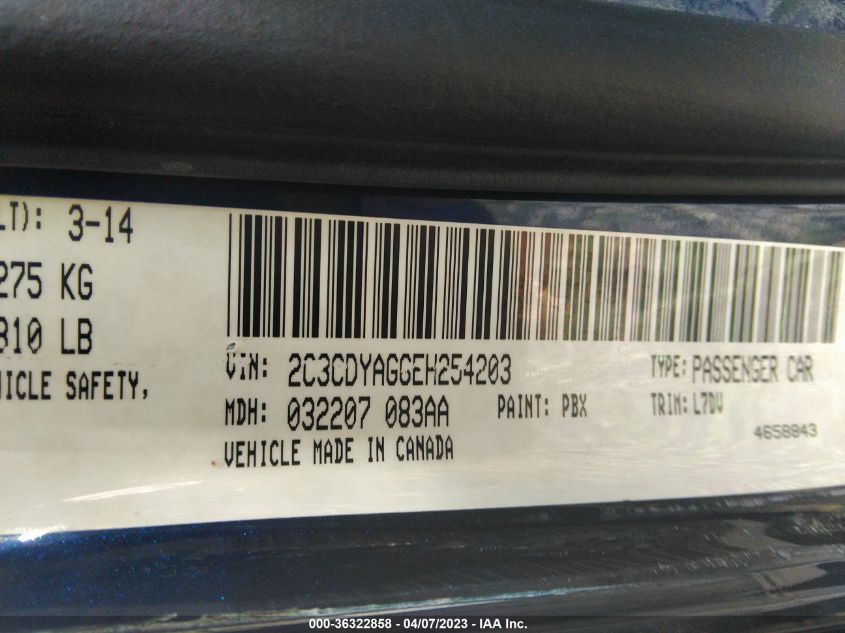 2014 DODGE CHALLENGER SXT - 2C3CDYAG6EH254203
