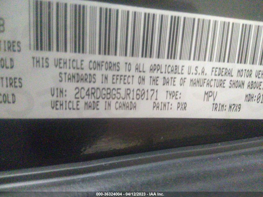 2018 DODGE GRAND CARAVAN SE PLUS - 2C4RDGBG5JR160171