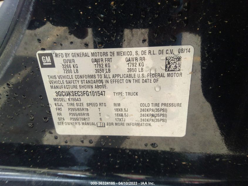 2015 CHEVROLET SILVERADO 1500 LTZ - 3GCUKSEC3FG101547