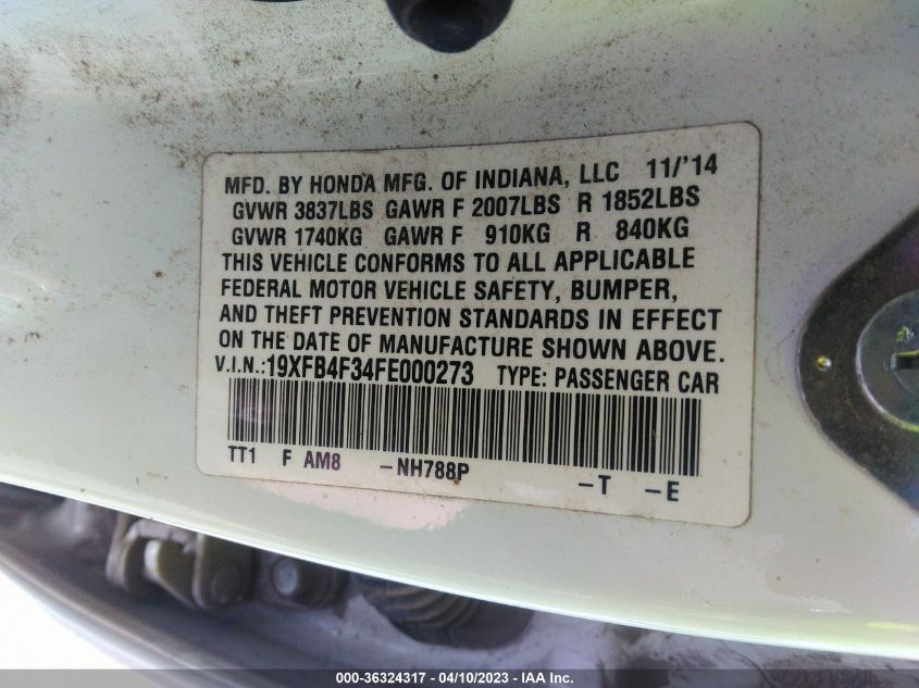 2015 HONDA CIVIC HYBRID - 19XFB4F34FE000273