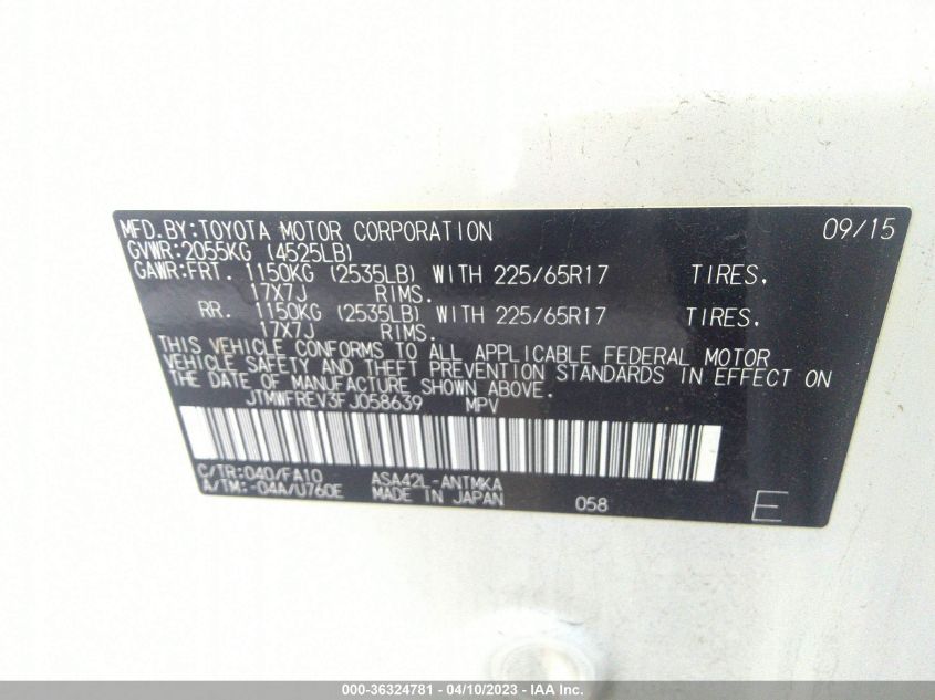 2015 TOYOTA RAV4 XLE - JTMWFREV3FJ058639