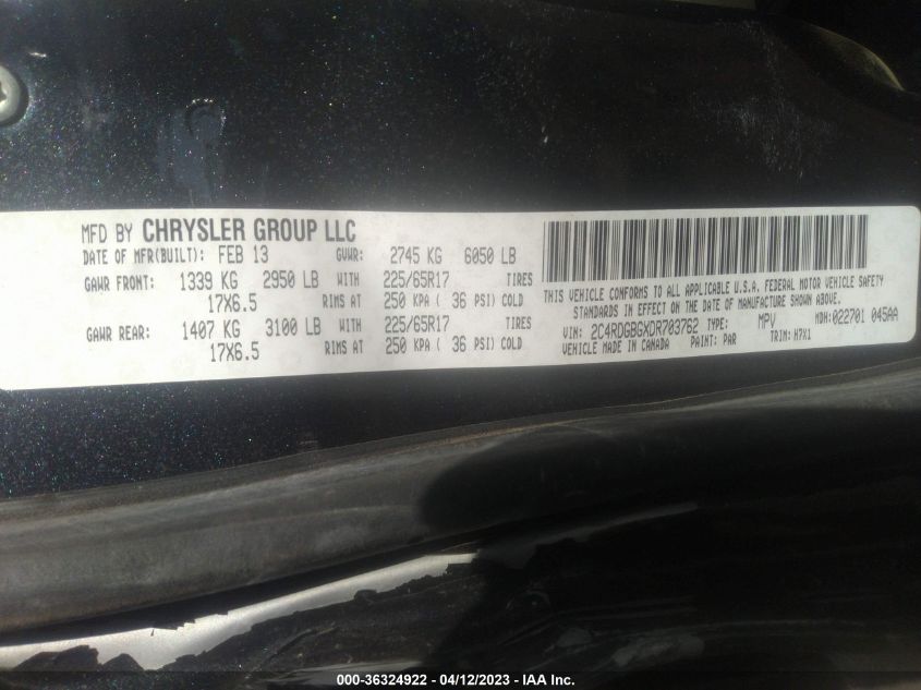 2013 DODGE GRAND CARAVAN SE - 2C4RDGBGXDR703762
