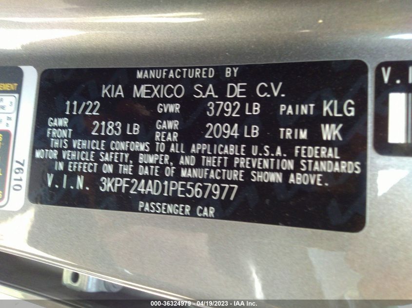 2023 KIA FORTE LXS - 3KPF24AD1PE567977