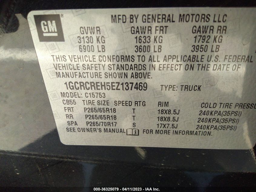 2014 CHEVROLET SILVERADO 1500 LT - 1GCRCREH5EZ137469