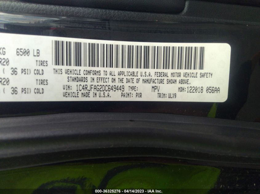 2013 JEEP GRAND CHEROKEE LAREDO - 1C4RJFAG2DC649449