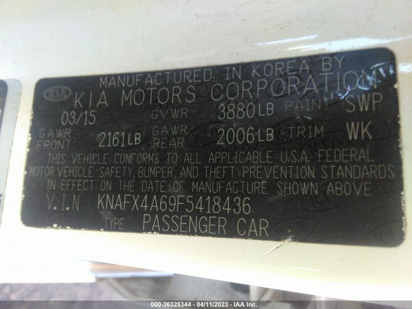 2015 KIA FORTE LX - KNAFX4A69F5418436