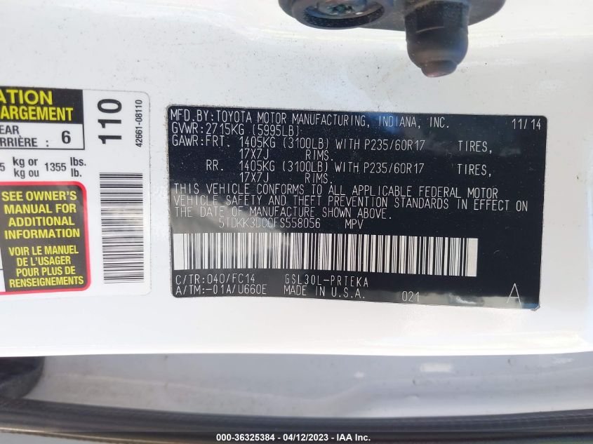 2015 TOYOTA SIENNA LE - 5TDKK3DC0FS558056