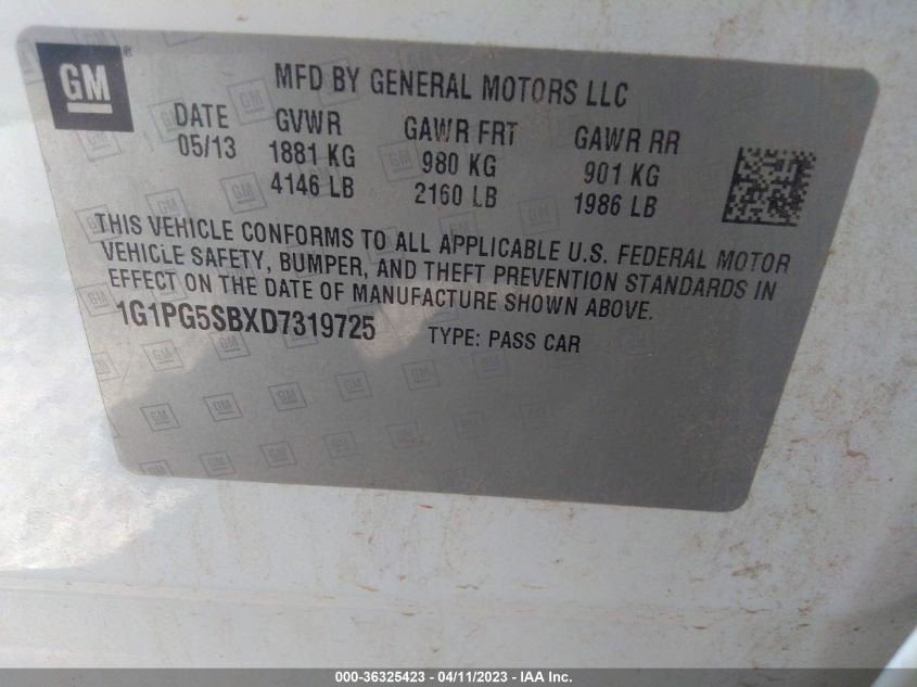 2013 CHEVROLET CRUZE LTZ - 1G1PG5SBXD7319725