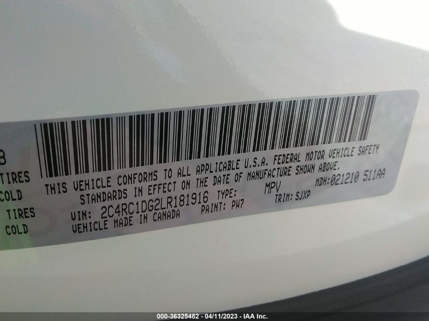 2020 CHRYSLER VOYAGER LXI - 2C4RC1DG2LR181916