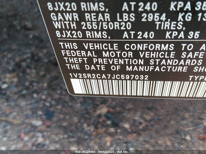 2018 VOLKSWAGEN ATLAS 3.6L V6 SEL - 1V2SR2CA7JC597032