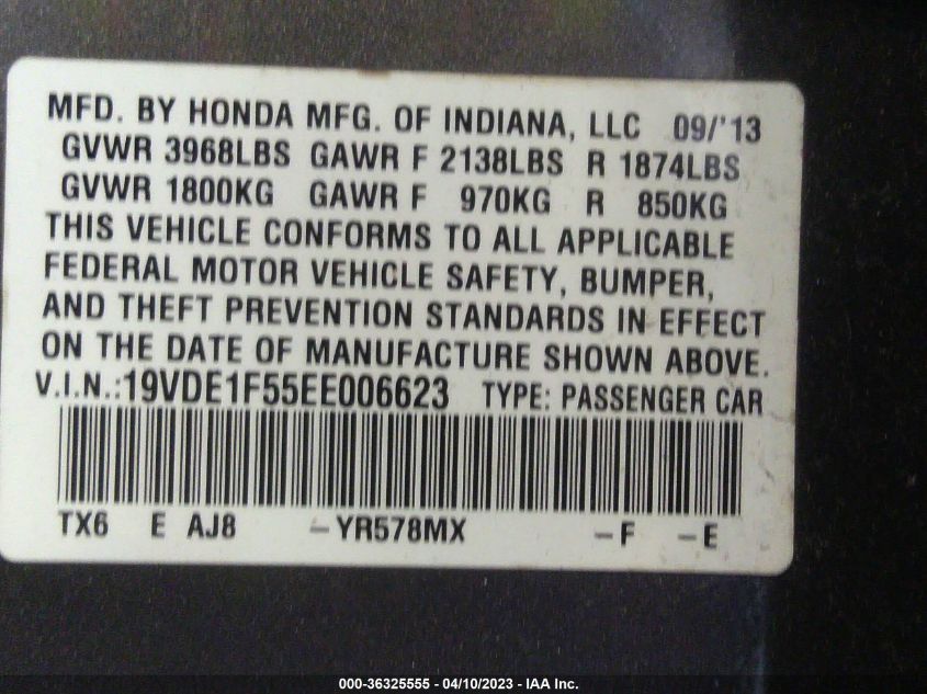 2014 ACURA ILX PREMIUM PKG 19VDE1F55EE006623