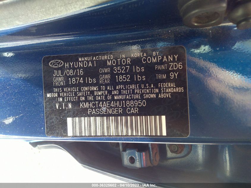 2017 HYUNDAI ACCENT SE - KMHCT4AE4HU188950
