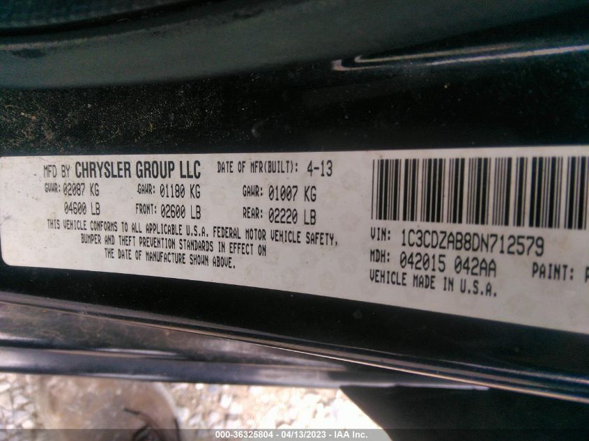 2013 DODGE AVENGER SE - 1C3CDZAB8DN712579