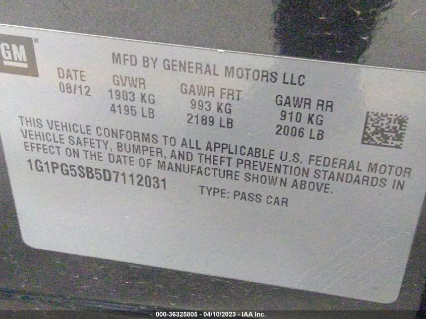 2013 CHEVROLET CRUZE LTZ - 1G1PG5SB5D7112031
