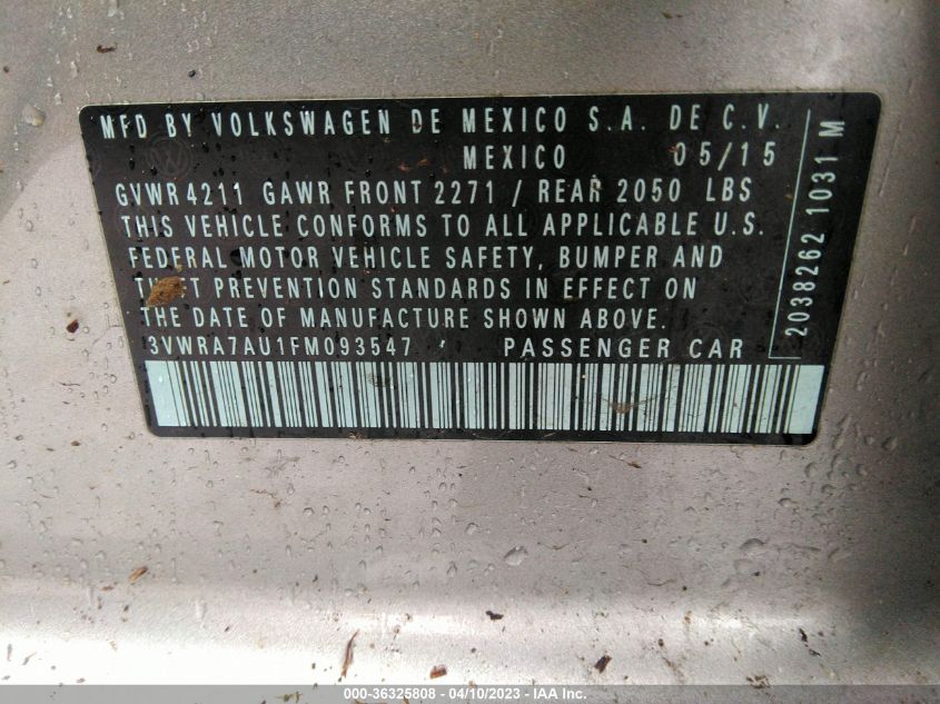 2015 VOLKSWAGEN GOLF TDI SE - 3VWRA7AU1FM093547