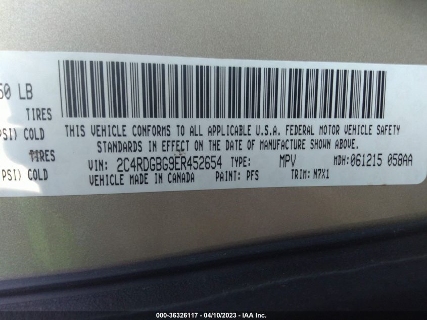 2014 DODGE GRAND CARAVAN SE 30TH ANNIVERSARY - 2C4RDGBG9ER452654