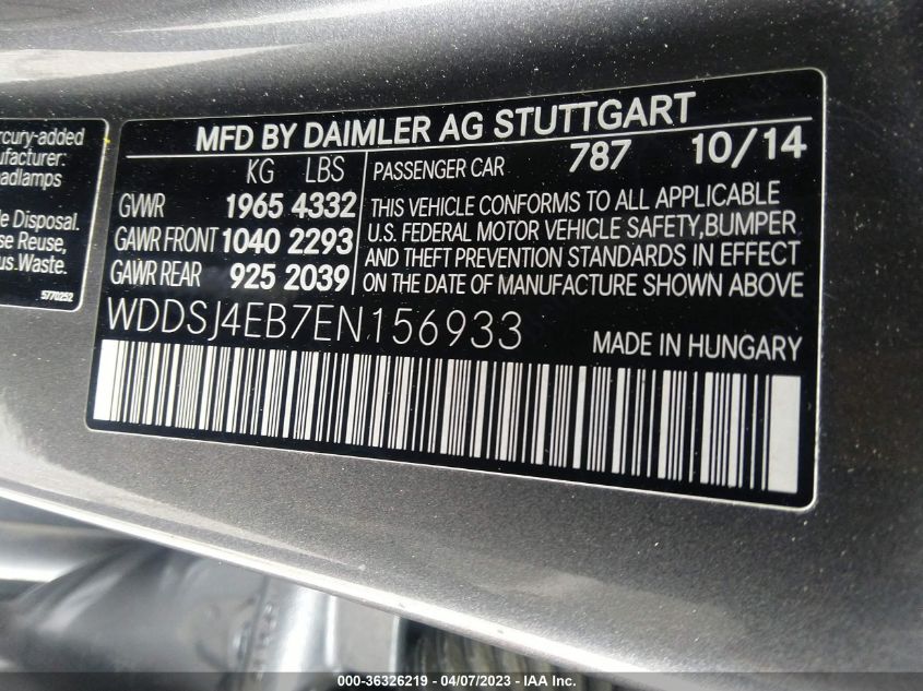 2014 MERCEDES-BENZ CLA-CLASS CLA 250 - WDDSJ4EB7EN156933